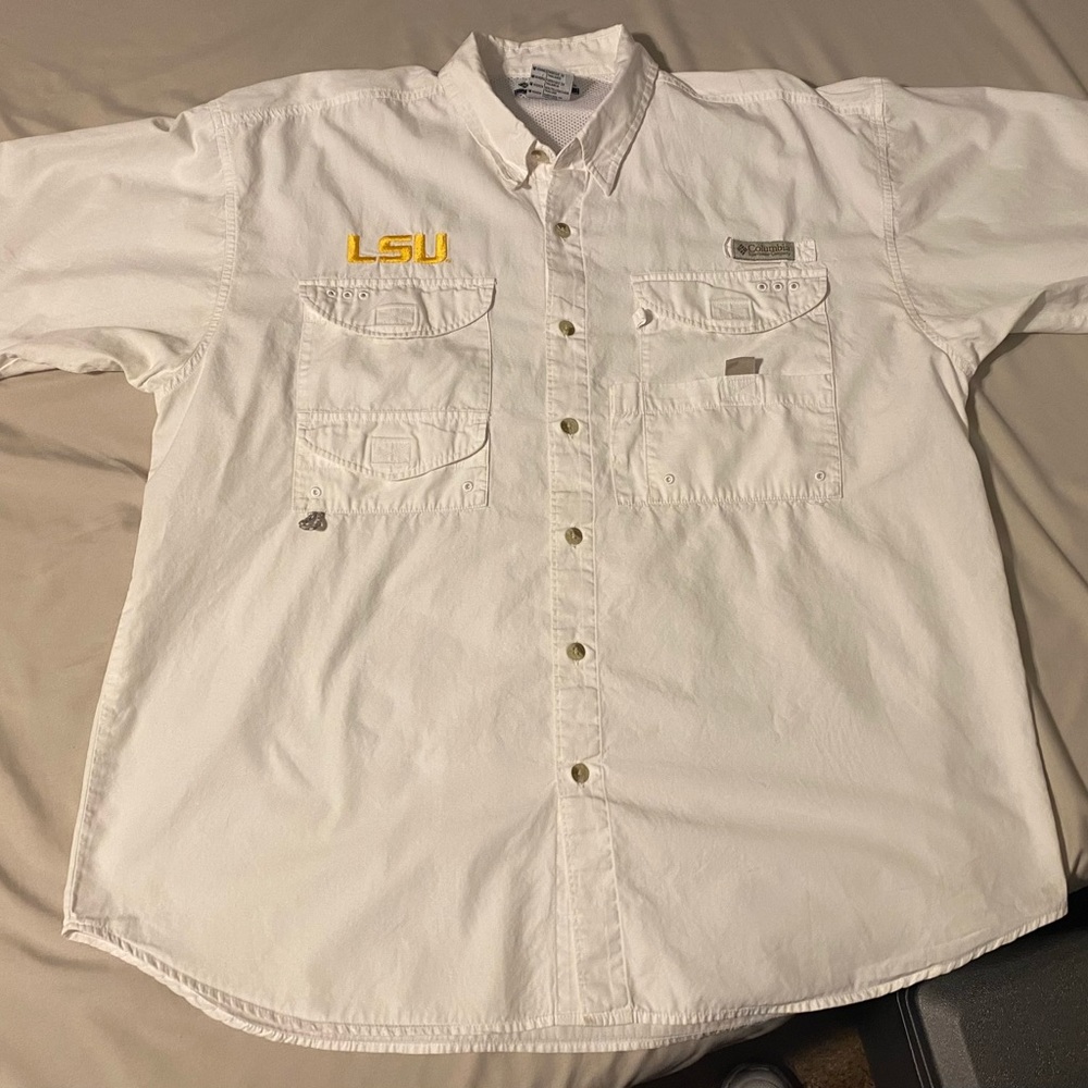 Columbia LSU white size medium men’s button down shirt